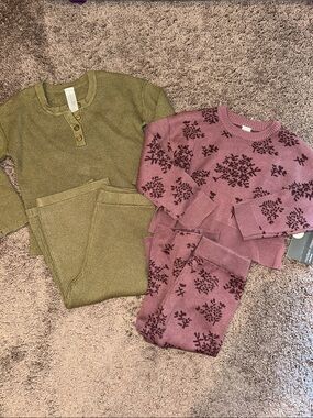 Toddler size 3T waffle knit & floral matching sweater sets NWT